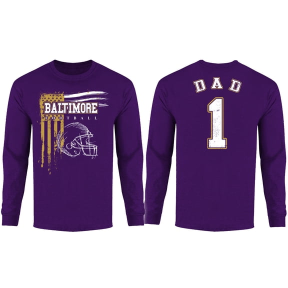 Men Dad #1 Vintage USA Flag Football Long Sleeve Shirt