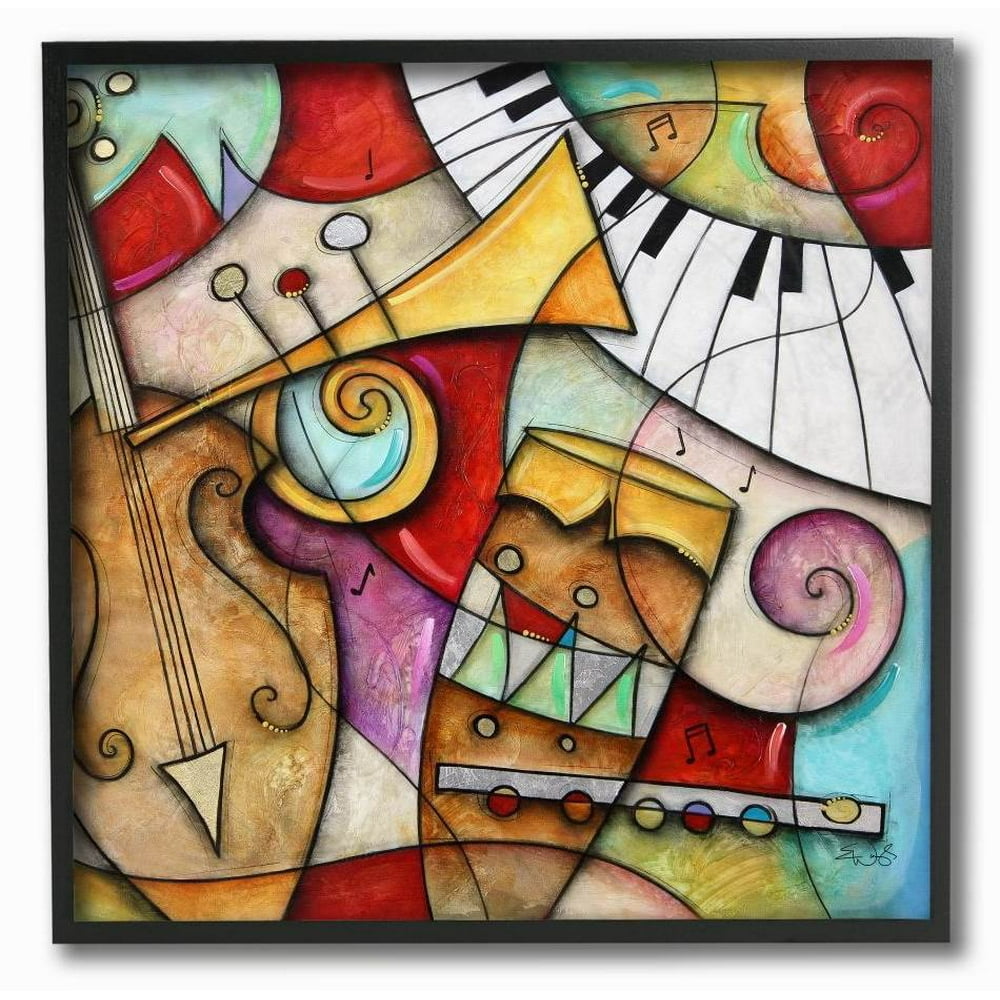 Stupell Industries Colorful Geometry Abstract Musical Instruments