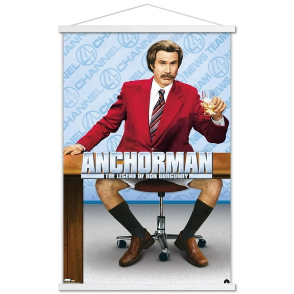 Anchorman - One Sheet Wall Poster with Wooden Magnetic Frame, 22.375" x 34"