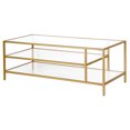 thumbnail image 3 of HomeRoots 520979 17 x 46 x 20 in. Gold Glass Rectangular Coffee Table with Two Shelves, 3 of 3