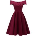 thumbnail image 1 of Vestido elegante con hombros descubiertos para mujer, vestido de fiesta con cuello en V Irfora borgoña/XL, 1 of 7