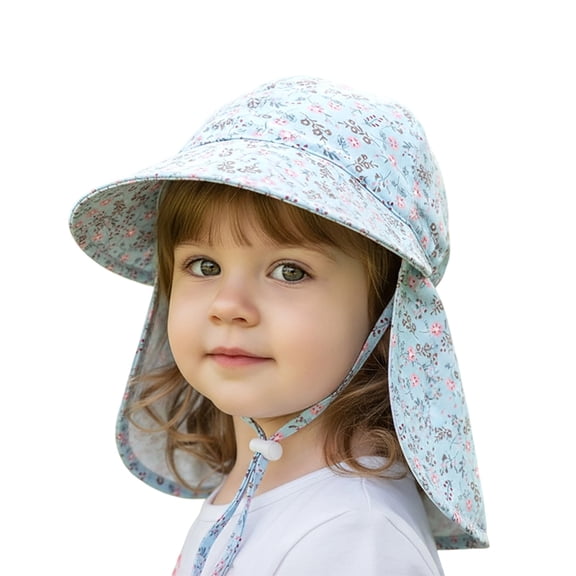 Gaexia Kids Sun Hat With Neck UPF 50 Adjustable Chin Strap Beach Cap Toddler Breathable Outdoor Fisherman for Girls
