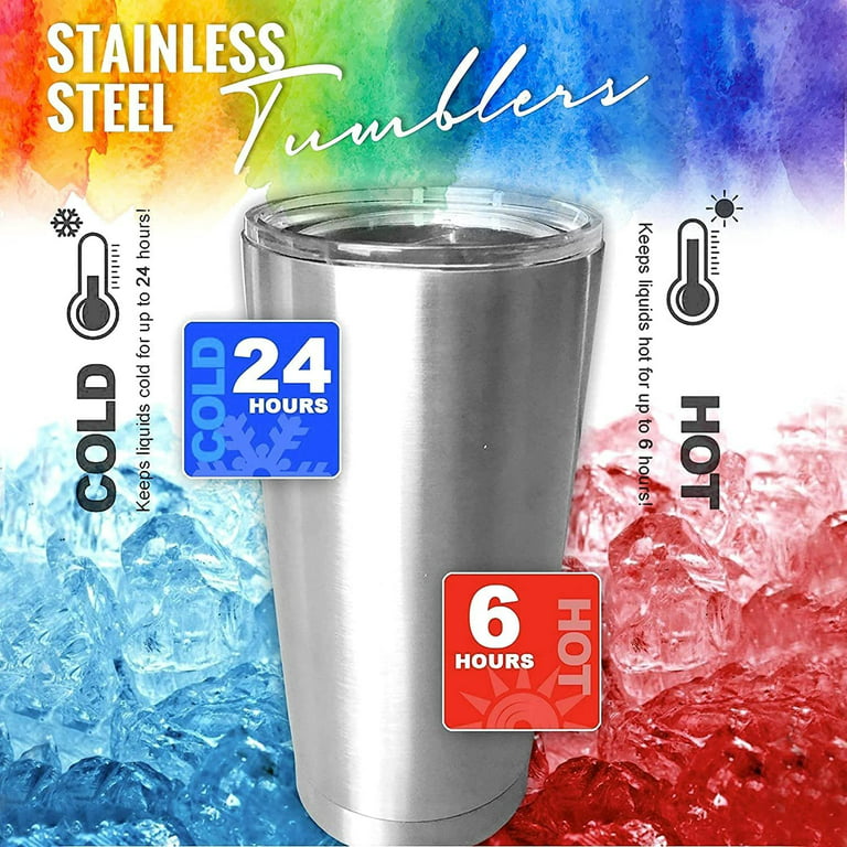 Stainless Steel Tumblers Bulk 100-Pack 20oz Double Wall Vacuum Insulated by Pixiss, Bulk Cup Coffee Mug with Lid Perfect for Epoxy Glitter Tumblers