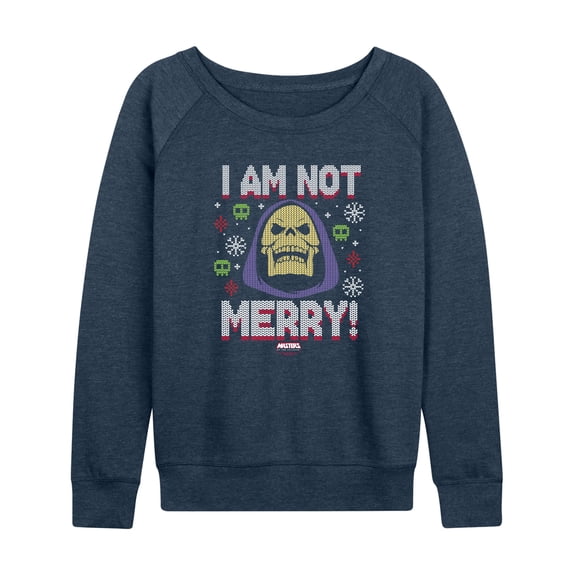 He-Man - Not Merry Lightweight French Terry Wide Neck Long Sleeve Graphic Shirt