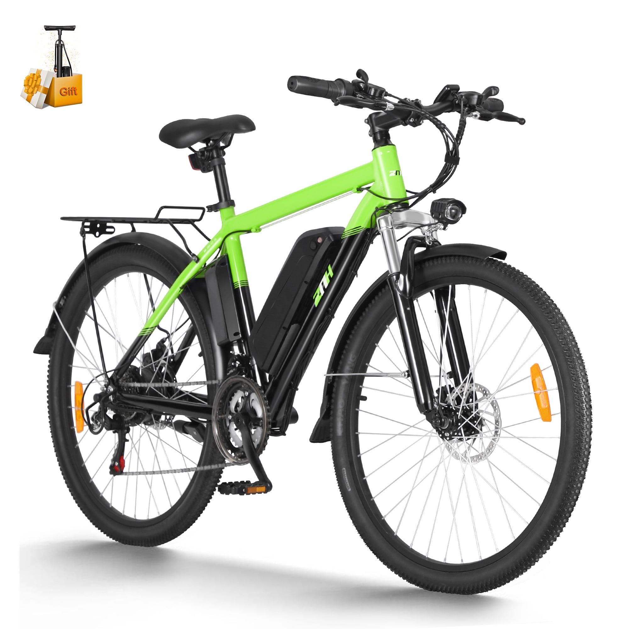 ZNH Z2 Electric Bike Adult 26" Electric Commuter Bike 350W Motor Ebike 36V/10AH Battery 21 Speed Shimano 20MPH, Green