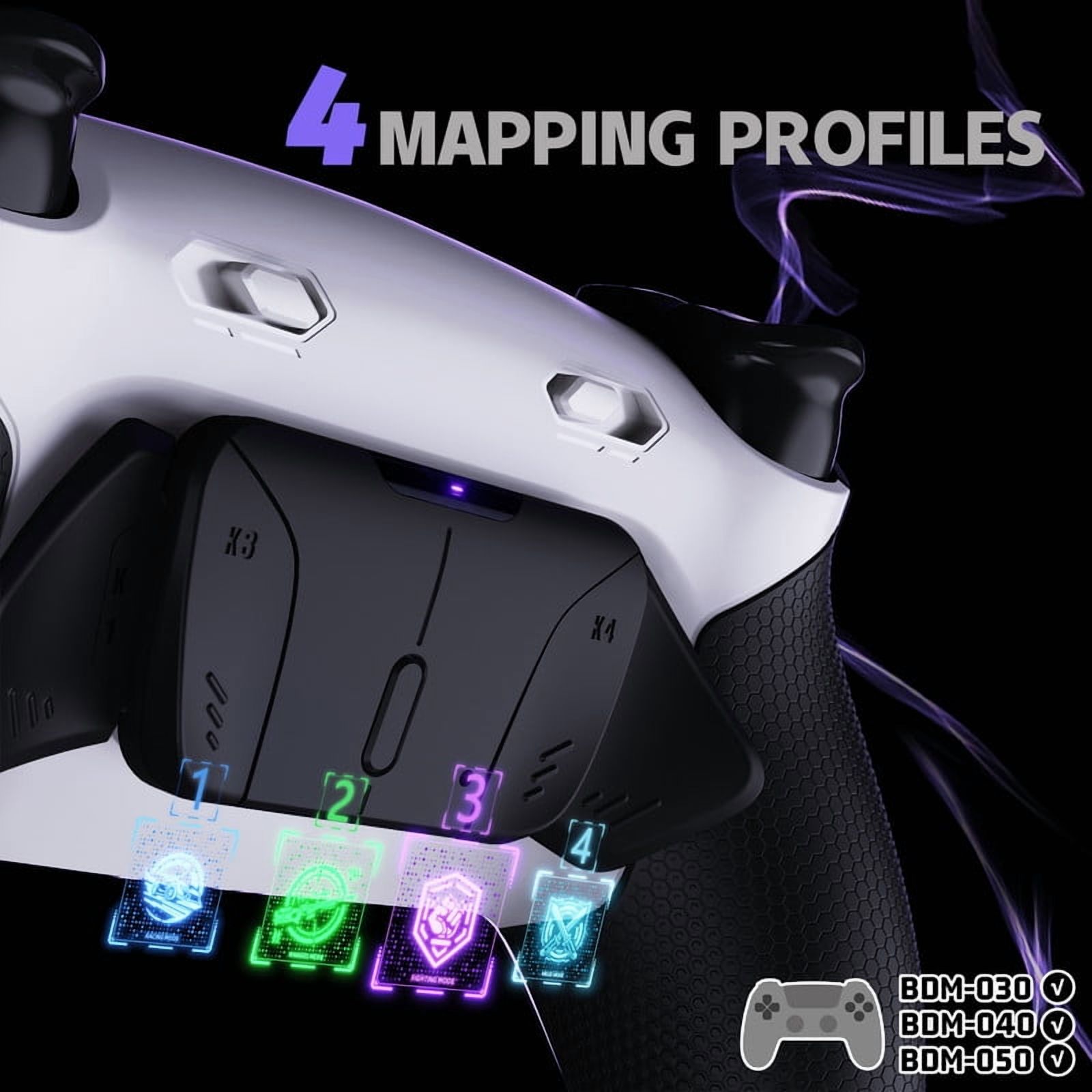 eXtremeRate RISE4 Plus MAX Back Paddles Kit with Clicky Trigger Stops & Rubberized Grip for PS5 Controller BDM-030 040 050, Black Remappable Back Buttons Kit for PS5 Controller - White Black