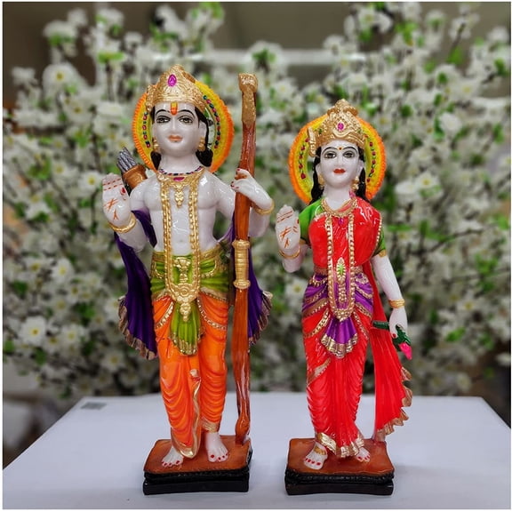 Ram Sita Statue Lord Ram with Sita MATA Idol Ram & Sita Sculpture Hindu God Goddess Statue Lord Ram Goddess Sita Figurine Hindu Religious God Indian Art Spiritual Pooja Decor Gift - AtoZ India Cart