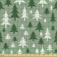 thumbnail image 2 of Ambesonne Christmas Fabric by the Yard Upholstery, Repetitive Pine Trees, 3 Yards, Reseda Green Green, 2 of 5
