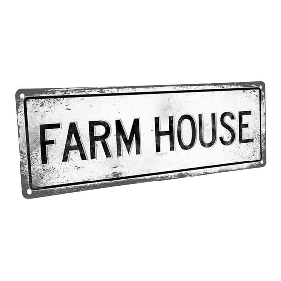 Farm House 4"x12" Metal Sign, Wall Décor for Farm and Country