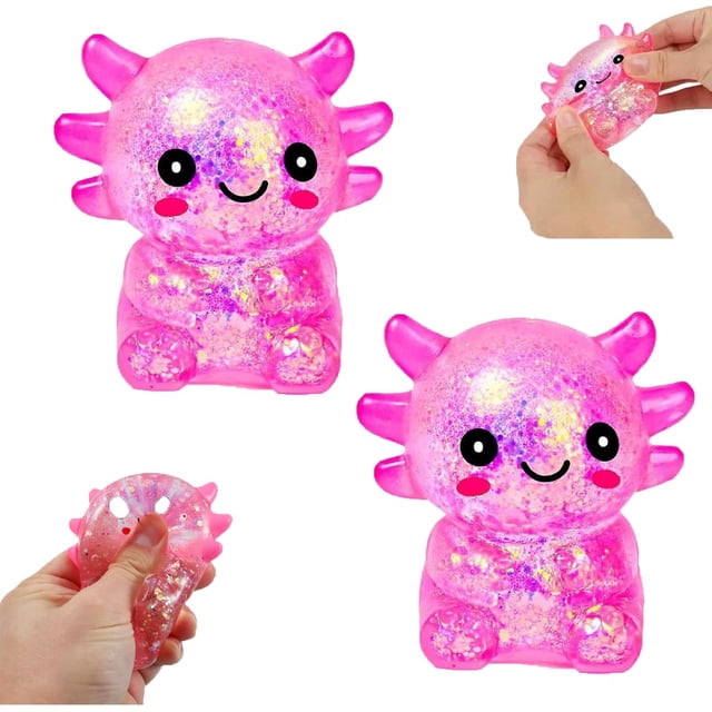 Squishy Toy Axolotl Stress Relief Slow Rising, 2 unidades, rosa
