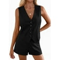 thumbnail image 5 of PRETTYGARDEN 2 Piece Sets for Women Spring Fashion Button Vest Tops High Waist Shorts Summer Business Casual Outfits, 5 of 10
