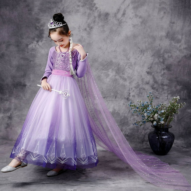 Frozen 2 Anna Costume for Girls, Princess Dress up with Accessories Costume  Classic Dress and Cape Outfit - Walmart.com