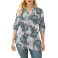 thumbnail image 4 of VERABENDI Women's Plus Size Tops 3/4 Sleeve Tunic Shirts A Buckle Decoration V-Neck Blouses,M-4XL, 4 of 6