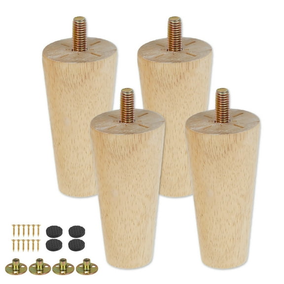 Eummy 5.85 x 5.07 x 1.95 Inches, 8/15/20cm Height Wood Furniture Leg, 4 Pieces