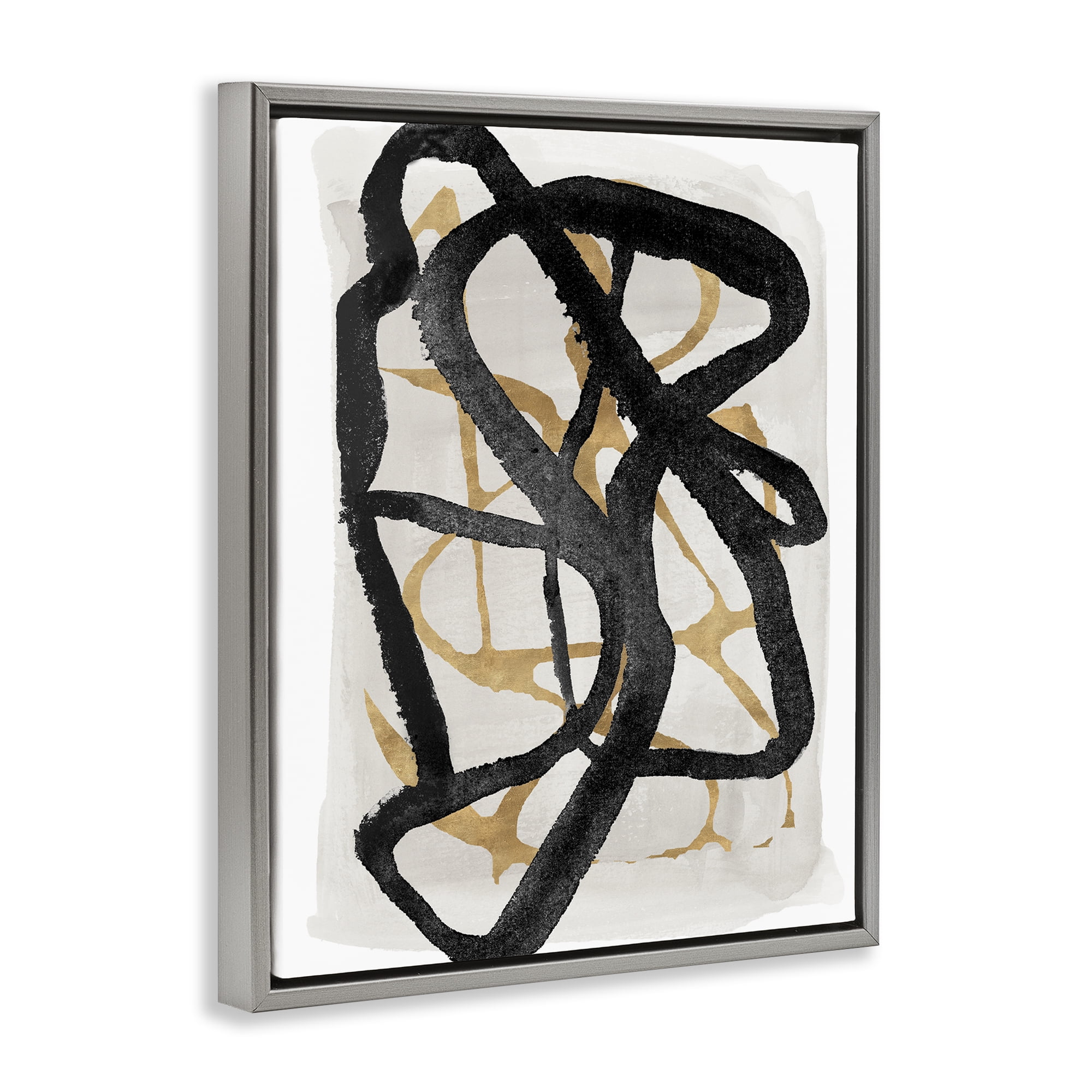 Stupell Industries Expressive Hindsight in Black Gray Framed Floater Canvas Wall Art, design by Lucille Price