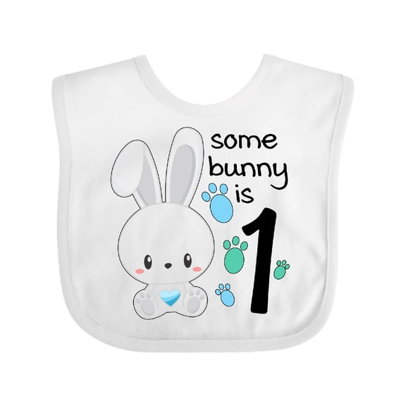 Inktastic Somebunny is One First Birthday Bunny Boys or Girls Baby Bib