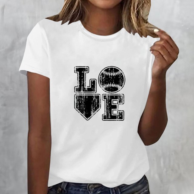 Fiudx Camisas de Mujer Tops con Estampado de Moda para Mujer, Blusa de Manga Corta con Cuello Redondo, Camisetas