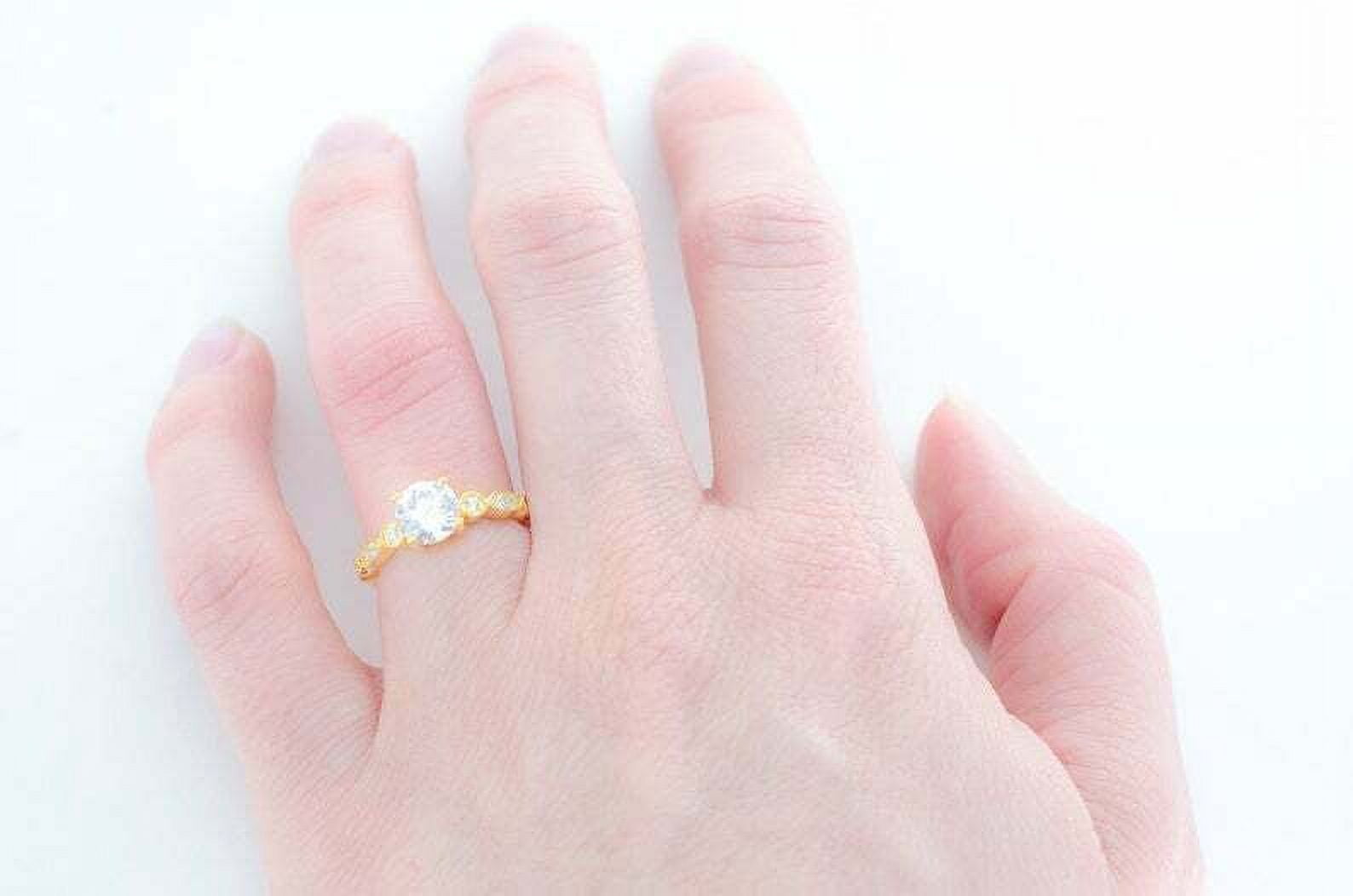 HeartsAndYou 1.55ct Round Cut Moissanite Engagement Ring for Women Milgrain Vintage Inspired 18k Yellow Gold Over Silver