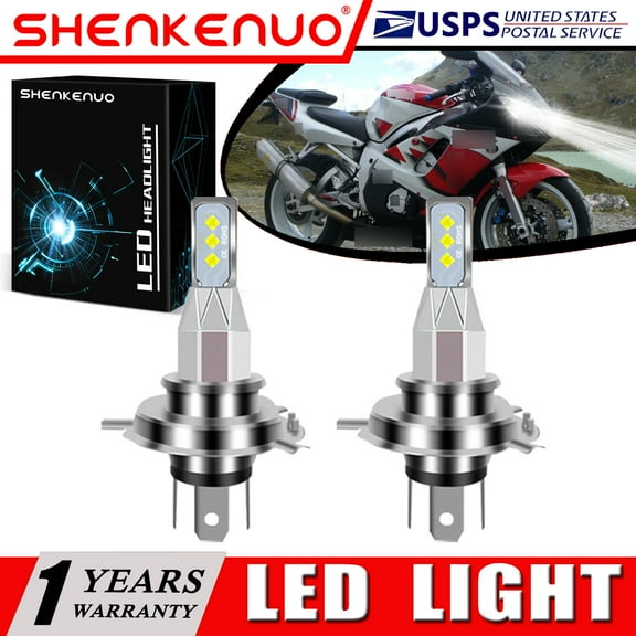 SHENKENUO For Yamaha YZF R6 1999-2002 2X 9003 H4 LED Headlights Bulbs 55W High Power White,Pack of 2,C12