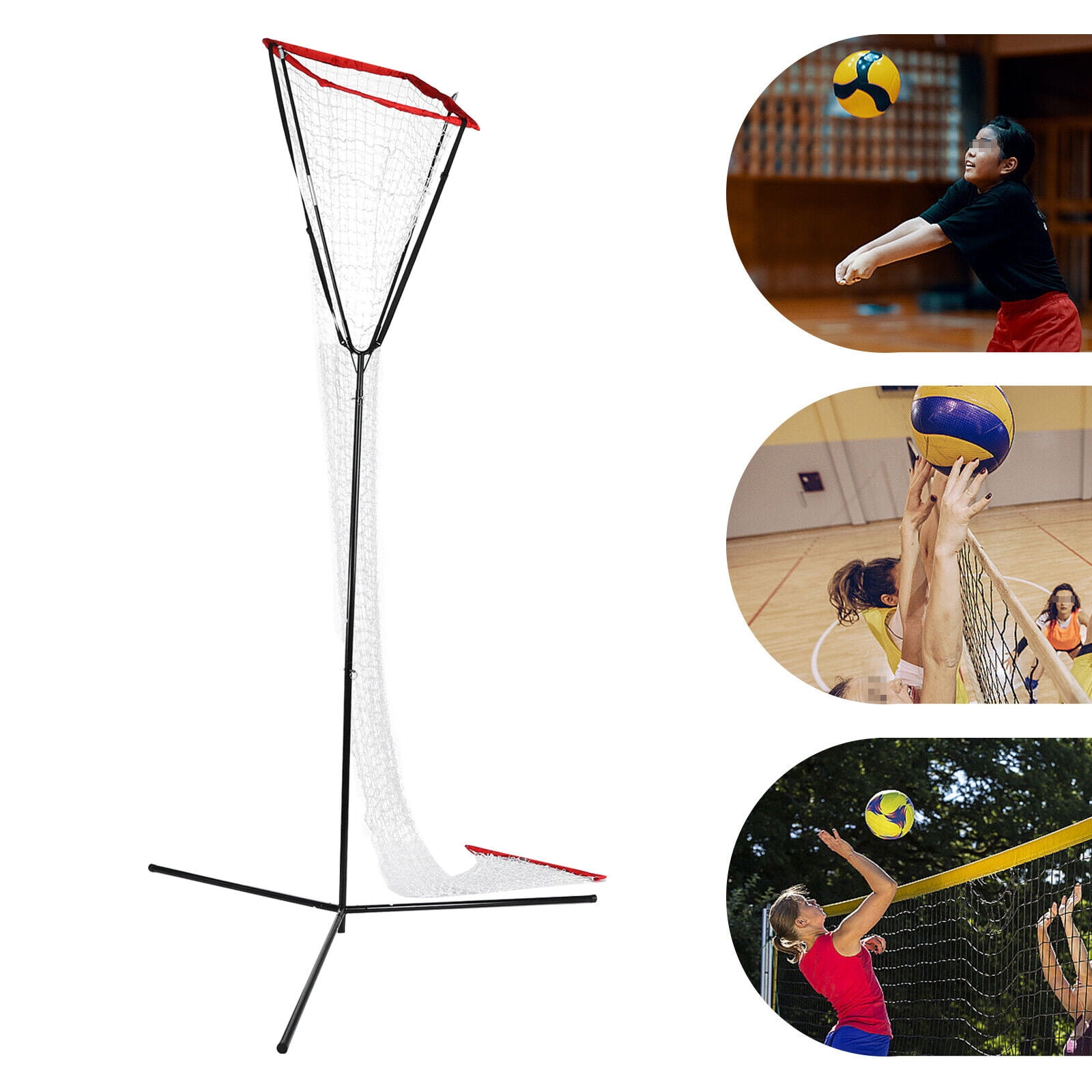 ToppiJoy Adjustable Volleyball Training Net Frame with Practical Black Straps Ground Spikes & Stable Base,Volleyball Training Equipment for Gymnasiums, Playgrounds, Beaches