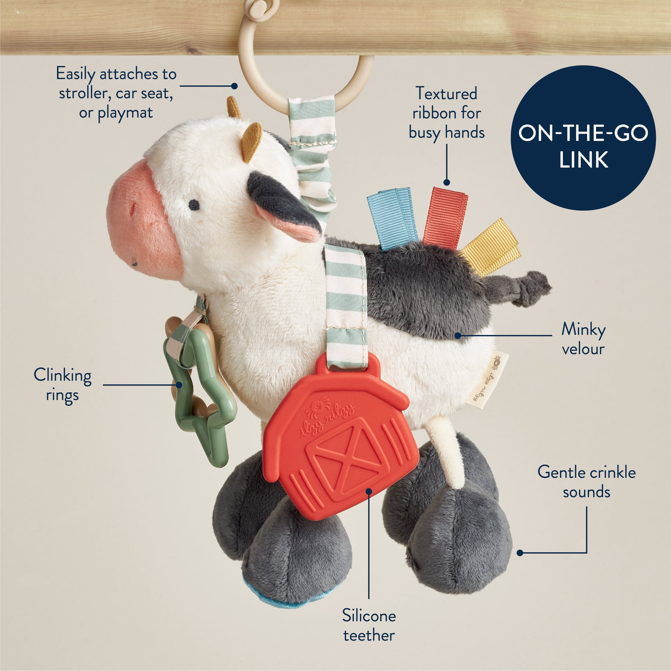 Itzy Ritzy Link & Love™ Stroller and Car Seat Activity Plush Cow