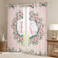 thumbnail image 2 of jejeloiu pink Monogrammed K Black Out Curtains,Cartoon Floral Curtains Pack of 2 (42x63 Each),Retro Rustic Plant Bedroom Curtains For Girl Teens,Ultra Soft Bedroom Decor, 2 of 6