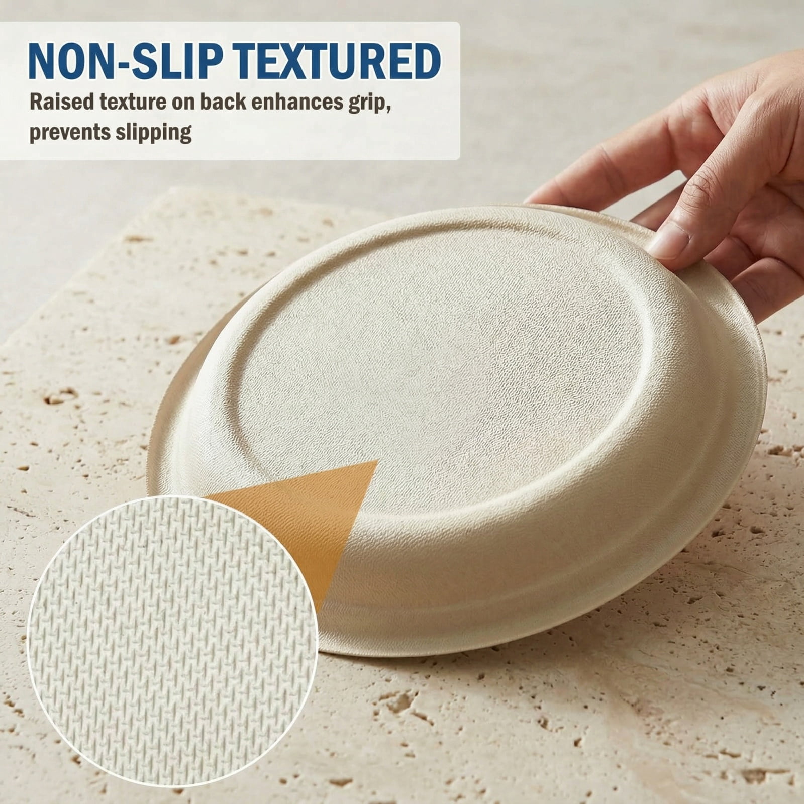 150-Count 9 Inch Compostable Paper Plates, Heavy-Duty, Microwave-Safe, Grease-Resistant, Disposable Bagasse Dinnerware for Parties & Outdoor Dining