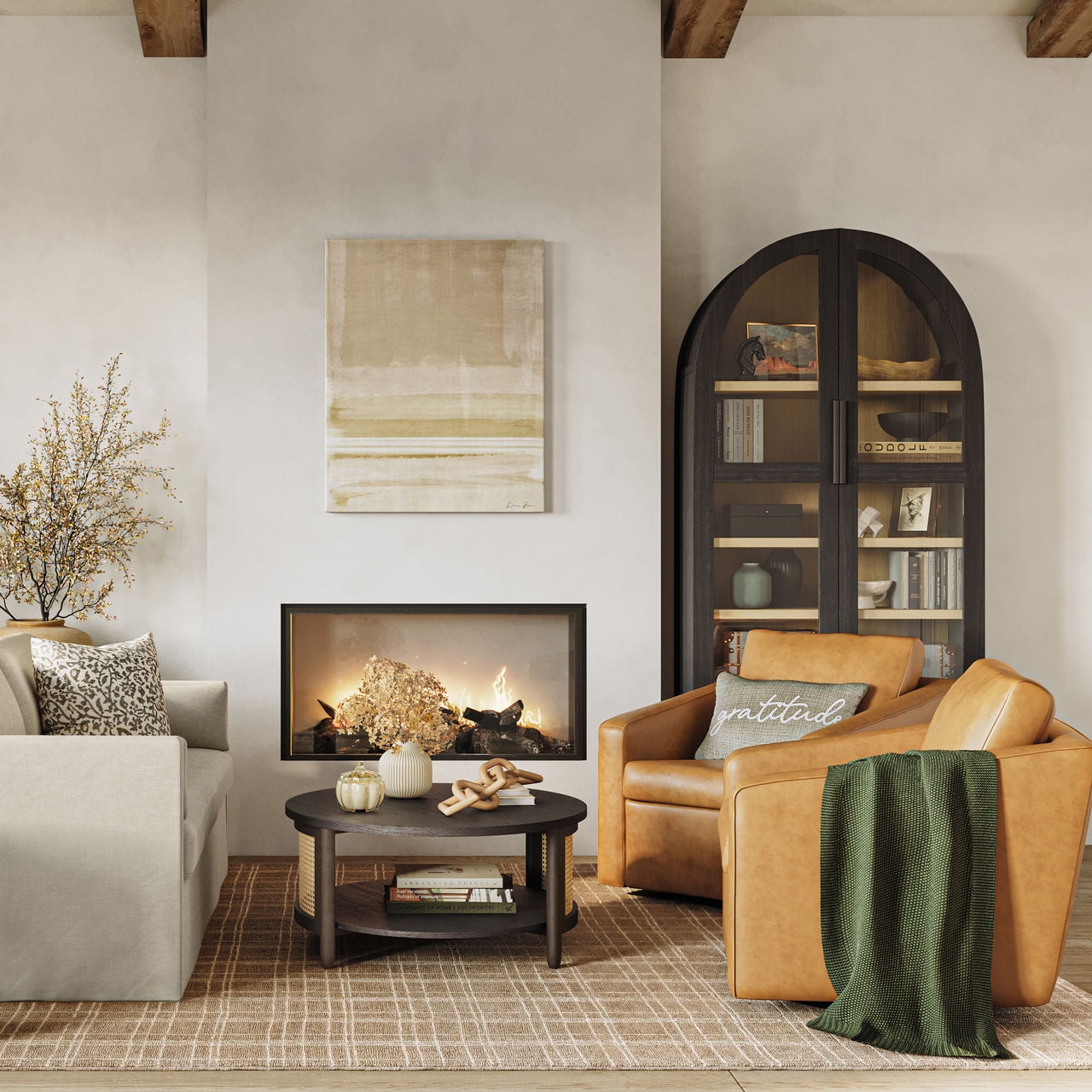 Better Homes & Gardens Steele Swivel Accent Chair, Camel Faux Leather