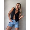 thumbnail image 6 of Womens Vintage Knittd Tank Y2k Vest Crop Top Sleeveless V-Neck Open Front Button Crochet Knit Vests Black S, 6 of 7
