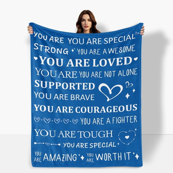 Cozy Blue Heart Design Flannel Blanket For Sofa Bed Travel Camping Polyester Fabric Gift For Family Friends Soft Warm Comfortable Shipped From USA