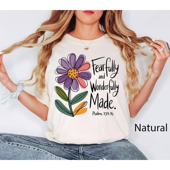 Fearfully and Wonderfully Made Shirt, Christian Shirts, Psalms 139:14 Shirt, Faith T-shirt, Christian Apparel, Trendy Christian Clothing Tee