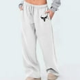 thumbnail image 2 of IWRICH Casual Pants for Women Wide Leg Elastic Waist Drawstring Trousers Workout Joggers Pants with Pockets White XL, 2 of 4