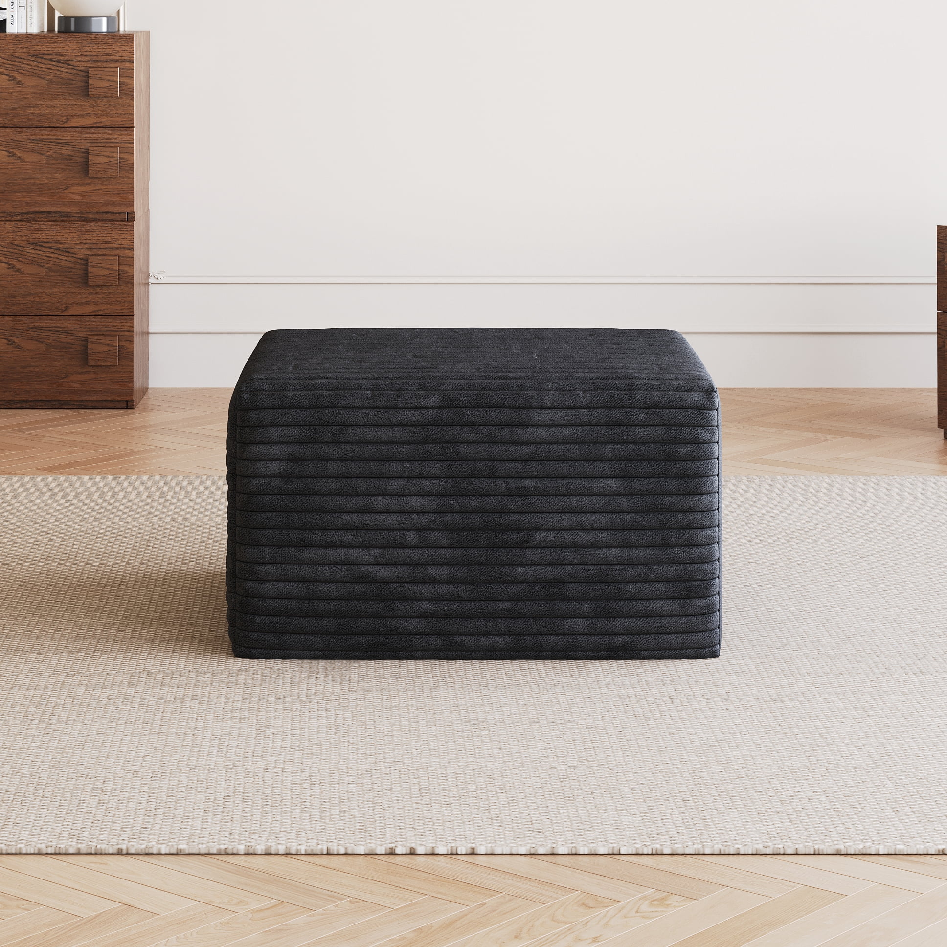 Boneless Couch Ottoman, Upholstered Cloud Couches Footrest Ottoman for Boneless Sofa Couch for Living Room, Black