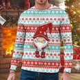 thumbnail image 2 of PMUYBHF Chandail à Capuche pour Hommes Noir Automne et Hiver Tendance Décontractée Imprimé de Noël Chandail Col Rond Chandails en Molleton pour Hommes, 2 of 4
