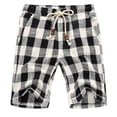 thumbnail image 2 of Thousandth Men's Summer Color Plus Size Blocked Checkered Cottonlinen Five Quarter Pants Casual Pants Straight Leg Beach Pants Men's Shorts, 2 of 7