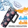 thumbnail image 5 of 40oz Pioneer Flower Floral Print Pattern Insulated Tumbler with Handle, BPA-Free Leak Proof Lid and Straws, Double Wall Vacuum, Hot 12h/Cold 34h, 5 of 6
