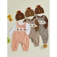 thumbnail image 3 of Newborn Baby Boy Girl My First Halloween Thanksgiving Outfit Long Sleeve Turkey Pumpkin Romper Suspender Pants Hat Fall Winter Clothes, 3 of 9