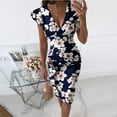 thumbnail image 5 of Fjuchai Womens V Neck Sleeveless Dresses Summer Ruffles Floral Slim Fit Dress for Female S-XXL, 5 of 9