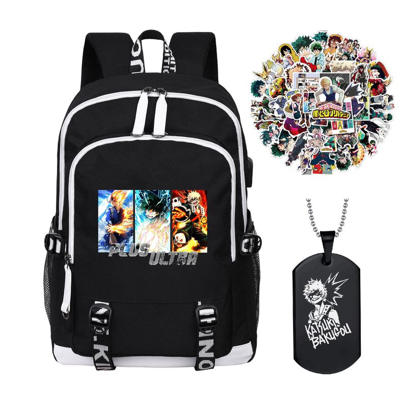 SHIYAO My Hero Academia Backpack with USB Charging Port BNHA Bookbag
