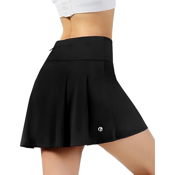 Fespee Women's Pleated Tennis Skirt with Belt High-Waist Sports Golf Running Fitness Shorts with Pocket