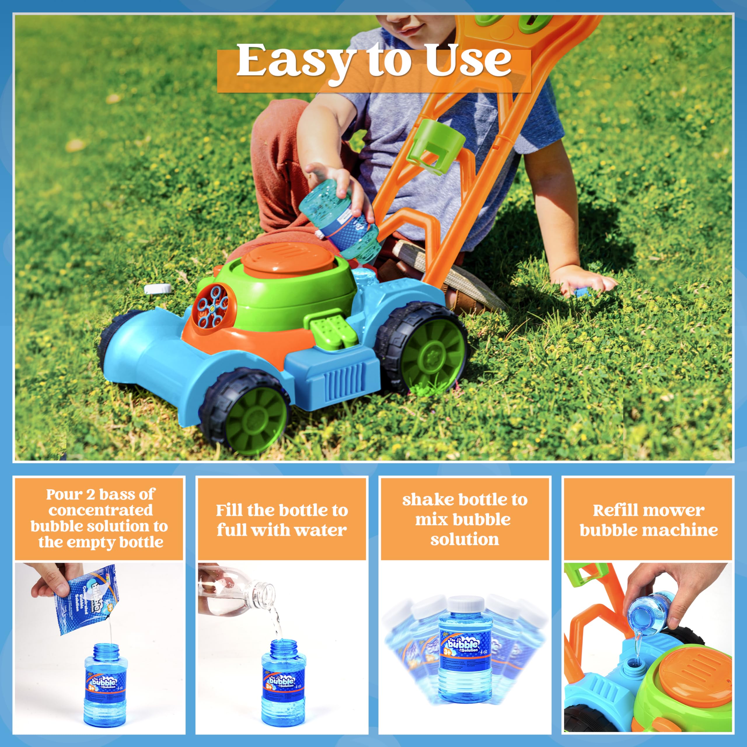 SYNCFUN Bubble Lawn Mower Machine for Toddlers photo 8