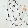 thumbnail image 4 of Tnhcen Summer Women's Print Nightwear Set Airy Short Sleeve Button Up Top and Shorts Lounge Wear Set​ S-XL, 4 of 4