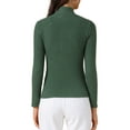 thumbnail image 3 of Solid Color T-Shirt for Women Asymmetrical Collar  Long Sleeves Basic Tops XS Dark Green, 3 of 6