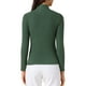 thumbnail image 3 of Camiseta de color sólido para mujer INSPIRE CHIC con cuello asimétrico y mangas largas, básica, talla S, verde oscuro, 3 of 6