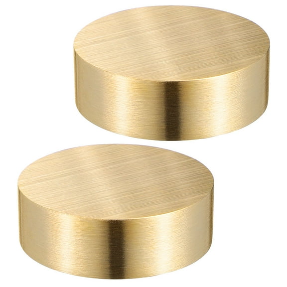 Hemoton 2pcs Heavy Brass Paperweight for Calligraphy and Drawing Round Block Paperweight for Holding Paper Flat Desk Decorative Paperweight