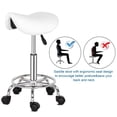 thumbnail image 3 of Hassch White Rolling Saddle Stool, 360° Swivel Backless Chair with 5 Wheels and Ring Pedal, 20"-25.6" Adjustable Seat Height, 3 of 9