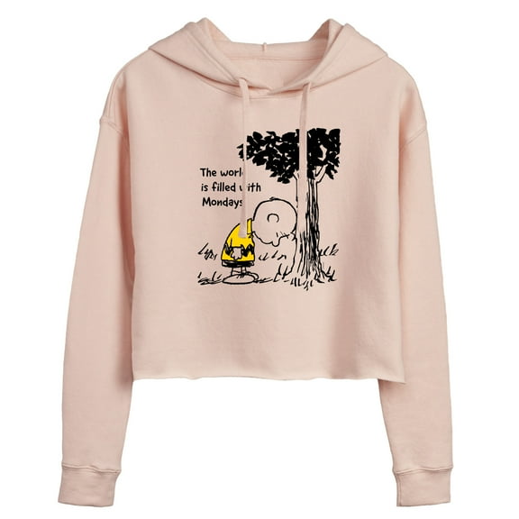 Peanuts - World Filled With Mondays - Juniors Cropped Pullover Hoodie
