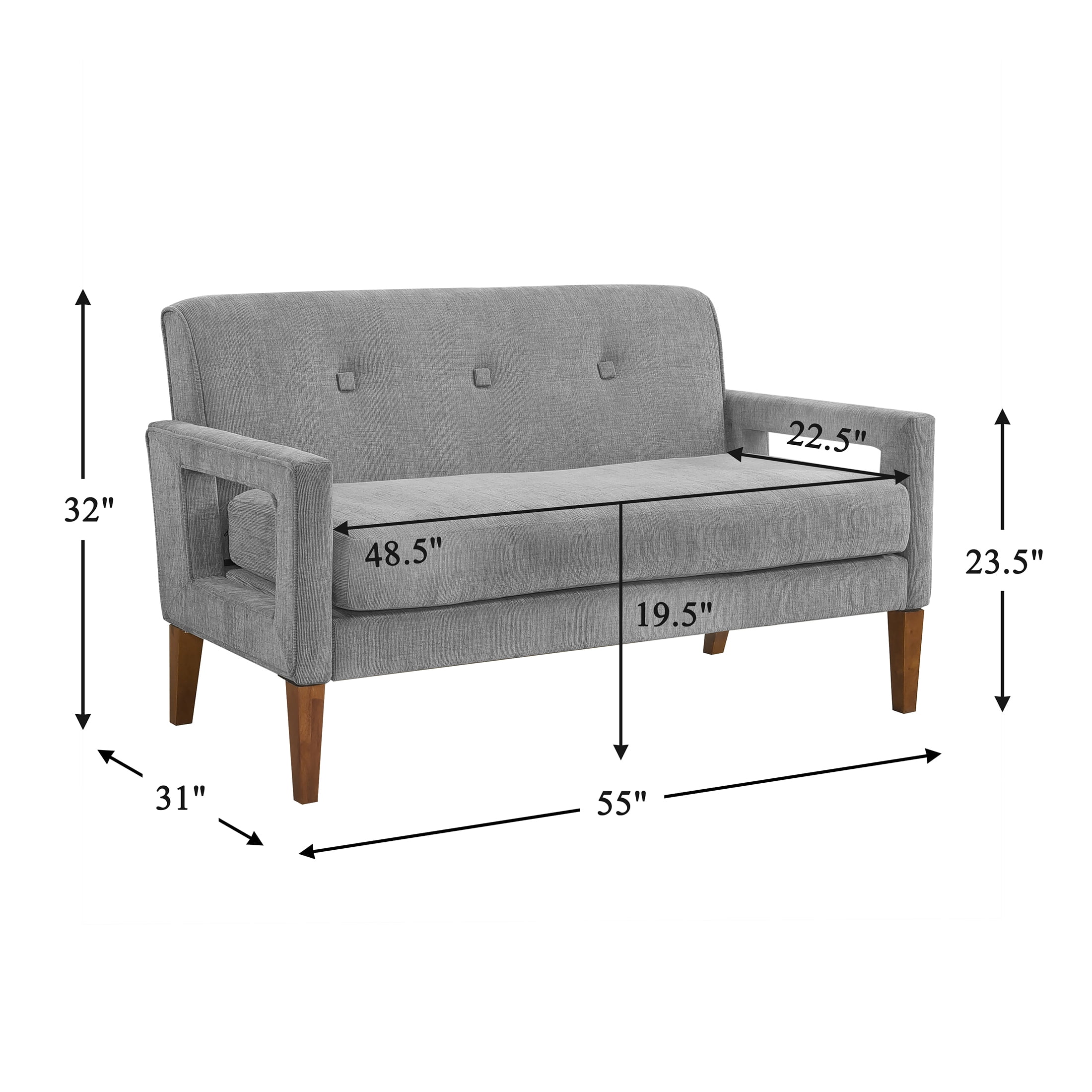 OakvillePark Vanton Chenille Loveseat, Gray