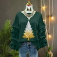 thumbnail image 4 of Wensltd Sweatshirt for Women Loose Fit Crew Neck Christmas Tree Print Black Long Sleeve Hoodless Blouse Holiday Red, 4 of 5