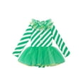 thumbnail image 3 of inhzoy Kids Girls Candy Cane Figure Skating Dress Christmas Dance Costume Tutu Dress Leotard Green 10, 3 of 5